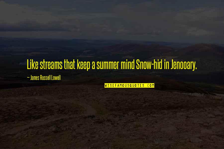 Fat Slags Quotes By James Russell Lowell: Like streams that keep a summer mind Snow-hid