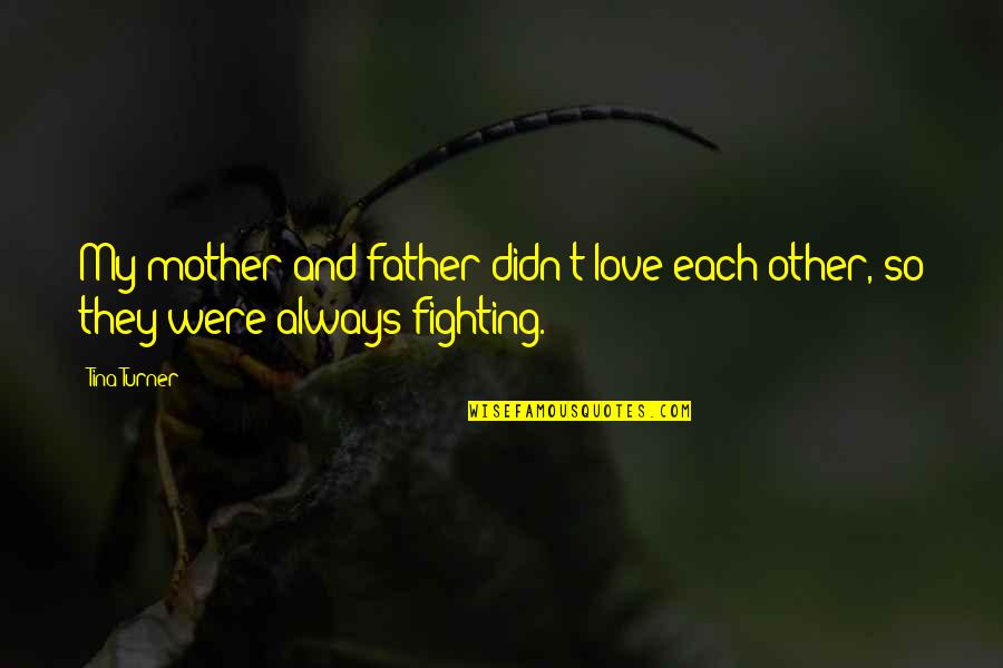 Father Mother Love Quotes By Tina Turner: My mother and father didn't love each other,