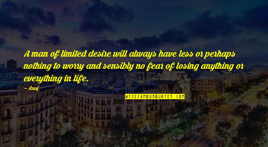 Fear Of Losing In Life Quotes By Anuj: A man of limited desire will always have