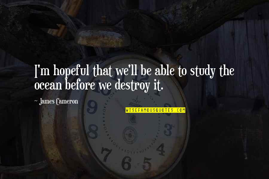 Feeling Like You Mean Nothing To Someone Quotes By James Cameron: I'm hopeful that we'll be able to study