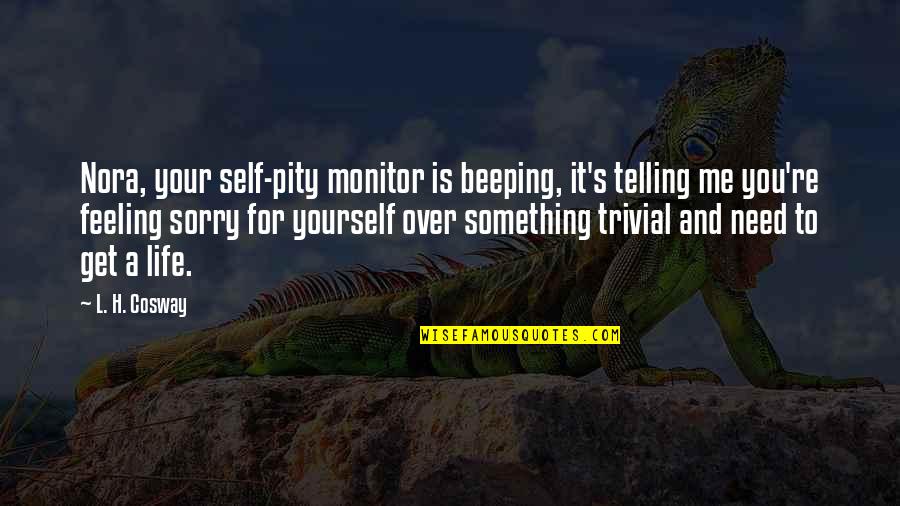 Feeling Pity Quotes By L. H. Cosway: Nora, your self-pity monitor is beeping, it's telling