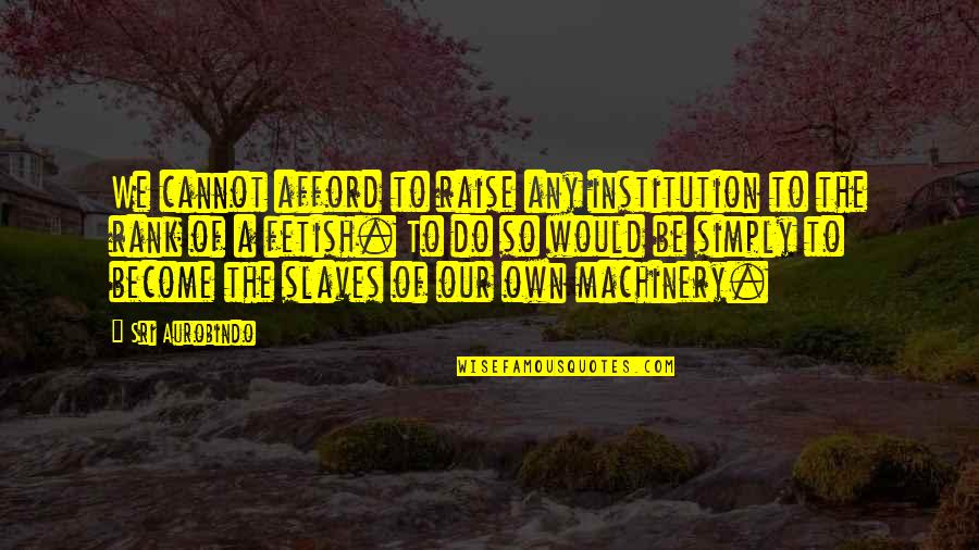 Fetish Quotes By Sri Aurobindo: We cannot afford to raise any institution to