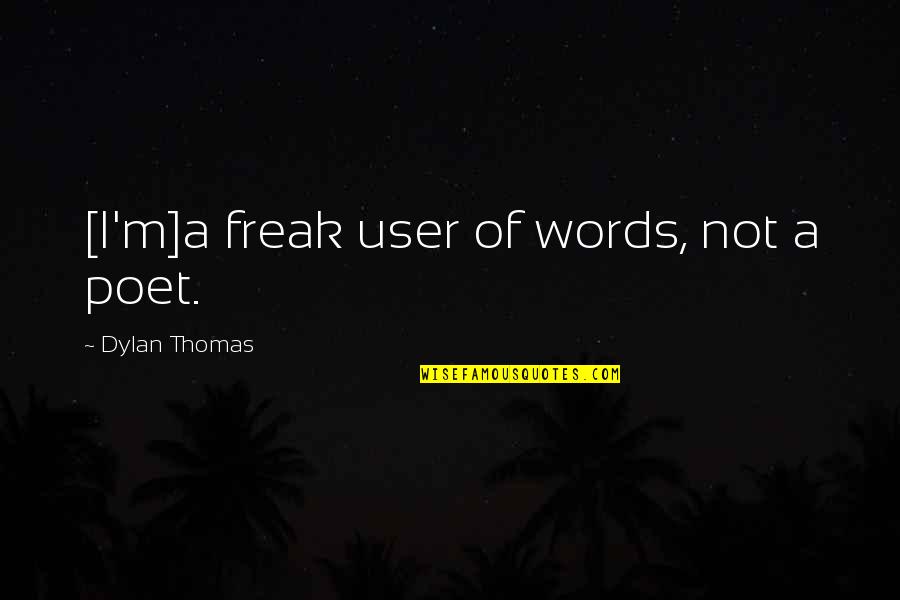 Ffirmative Quotes By Dylan Thomas: [I'm]a freak user of words, not a poet.