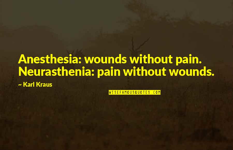 Fighting For Love And Not Giving Up Quotes By Karl Kraus: Anesthesia: wounds without pain. Neurasthenia: pain without wounds.