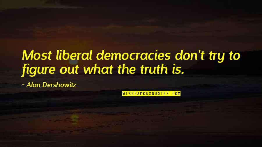 Figure Out Quotes By Alan Dershowitz: Most liberal democracies don't try to figure out