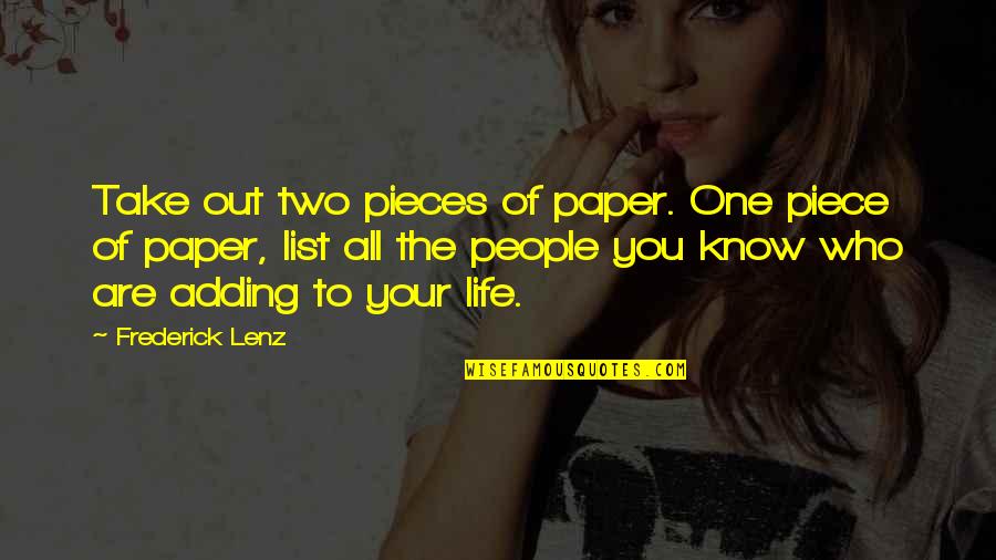 Filppula Last Name Quotes By Frederick Lenz: Take out two pieces of paper. One piece