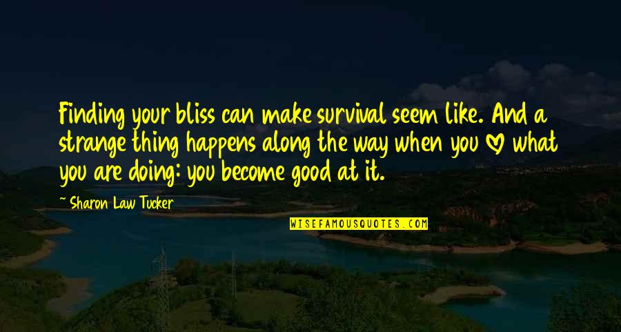 Finding The Good In Life Quotes By Sharon Law Tucker: Finding your bliss can make survival seem like.