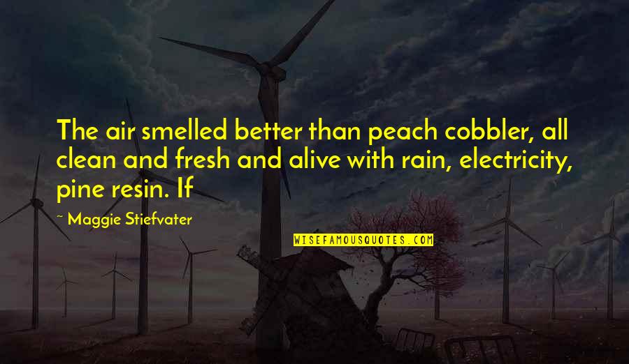 Fintastic Jensen Quotes By Maggie Stiefvater: The air smelled better than peach cobbler, all