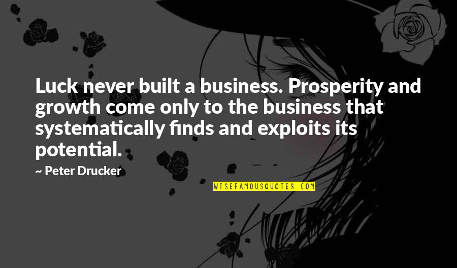 Fischler Ps Quotes By Peter Drucker: Luck never built a business. Prosperity and growth