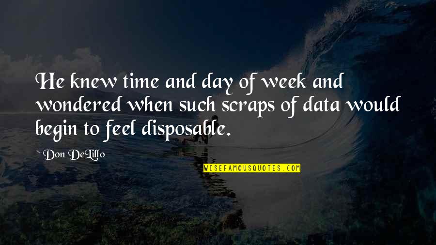 Floracion Del Quotes By Don DeLillo: He knew time and day of week and