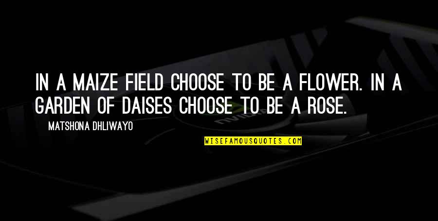 Flower And Garden Quotes By Matshona Dhliwayo: In a maize field choose to be a