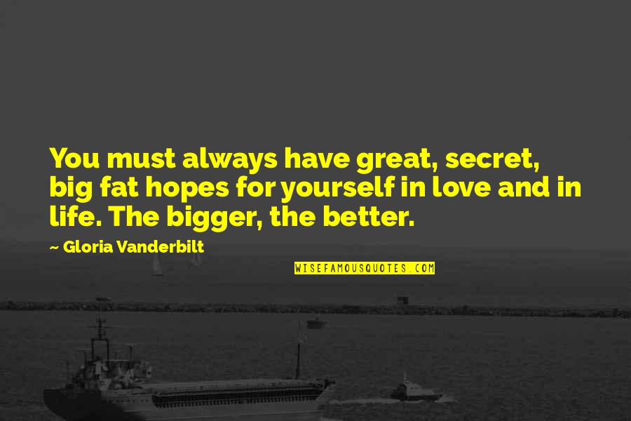 For You Always Quotes By Gloria Vanderbilt: You must always have great, secret, big fat