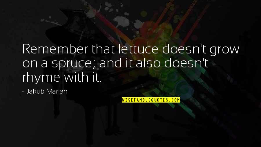 Foreign Language Learning Quotes By Jakub Marian: Remember that lettuce doesn't grow on a spruce;