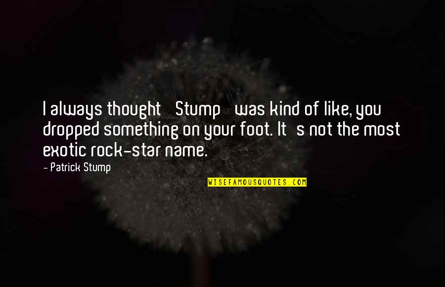 Forgetting Your Family Quotes By Patrick Stump: I always thought 'Stump' was kind of like,