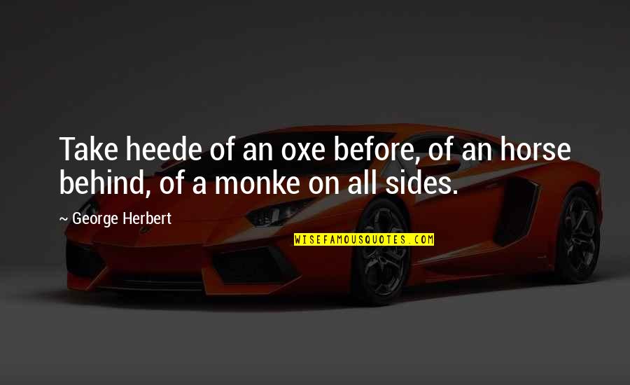 Forinash Gallery Quotes By George Herbert: Take heede of an oxe before, of an