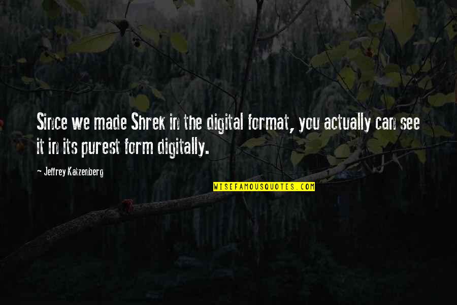 Format My Quotes By Jeffrey Katzenberg: Since we made Shrek in the digital format,