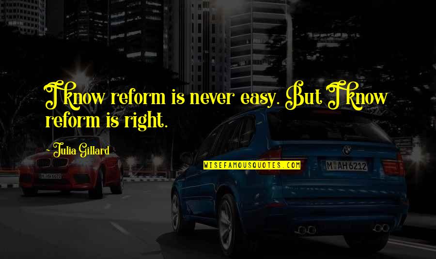 Foucault Gaze Quotes By Julia Gillard: I know reform is never easy. But I