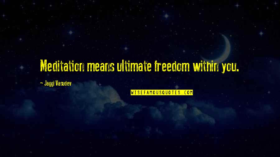 Frauenfelder Waffenlauf Quotes By Jaggi Vasudev: Meditation means ultimate freedom within you.