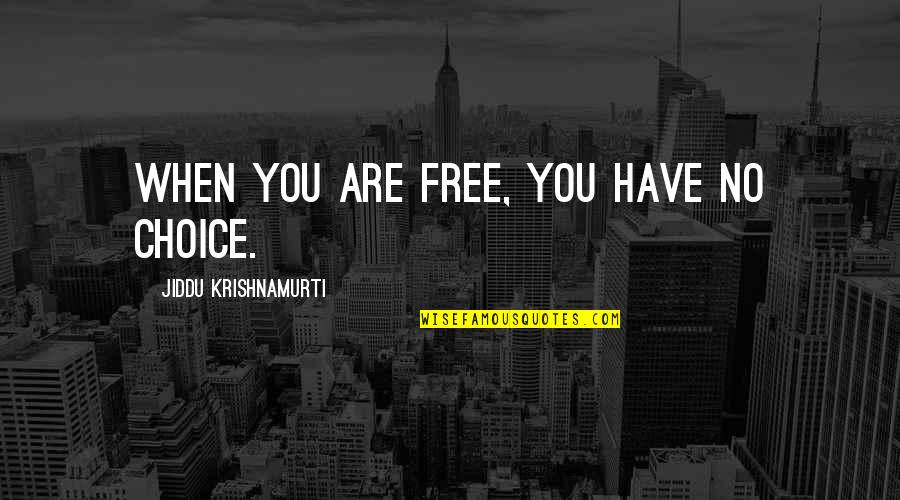 Free Choice Quotes By Jiddu Krishnamurti: When you are free, you have no choice.