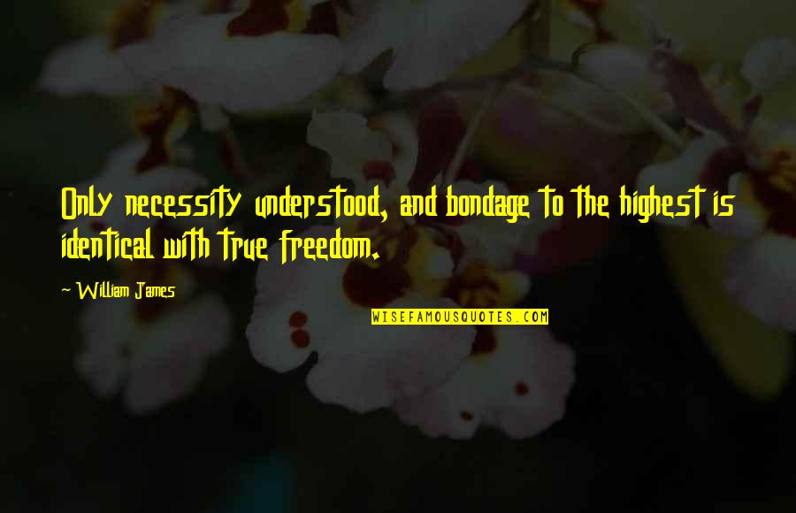 Freedom And Necessity Quotes By William James: Only necessity understood, and bondage to the highest