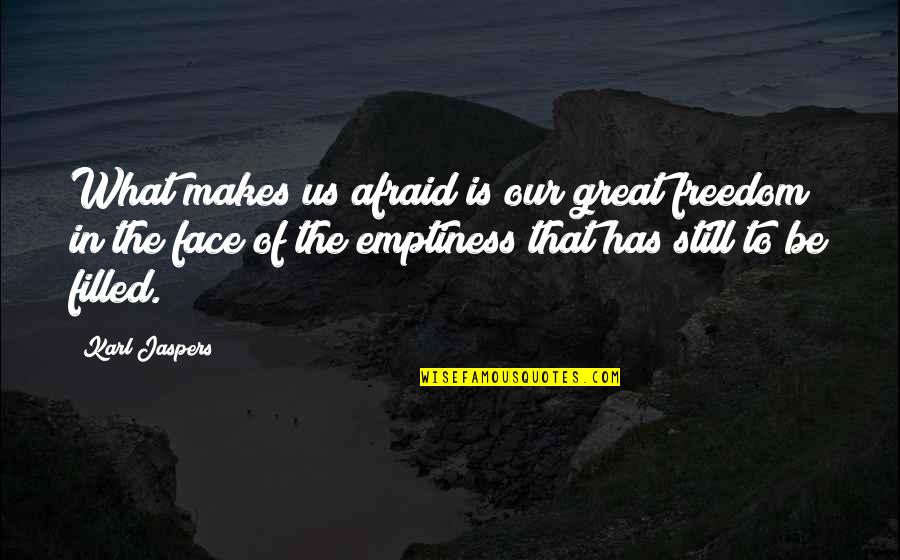 Freedom Of Fear Quotes By Karl Jaspers: What makes us afraid is our great freedom
