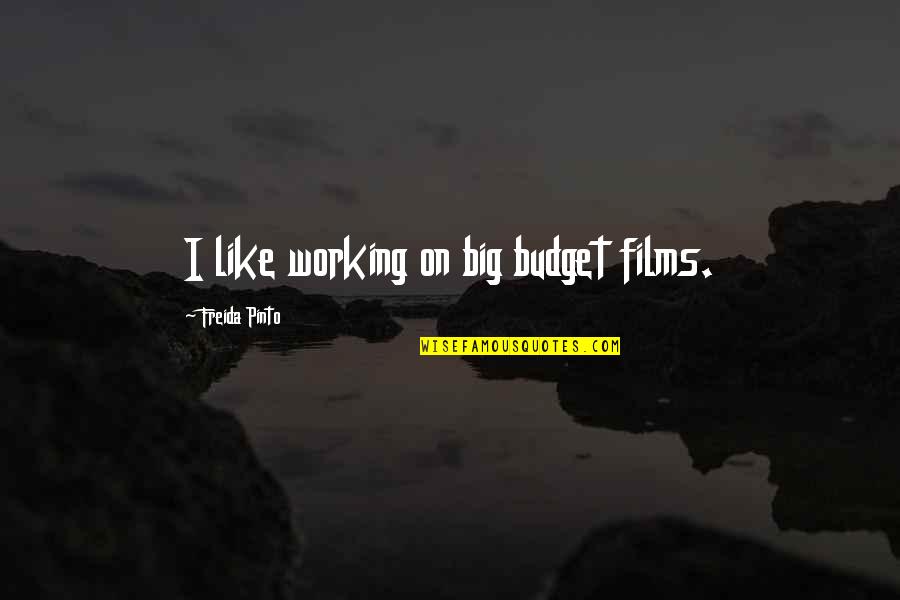 Freida Pinto Quotes By Freida Pinto: I like working on big budget films.