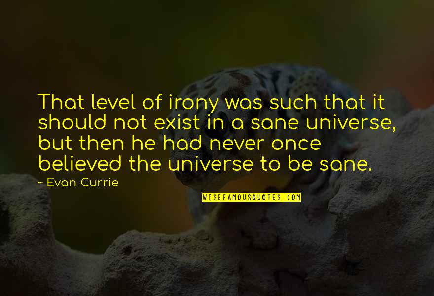 Freysmiles Quotes By Evan Currie: That level of irony was such that it