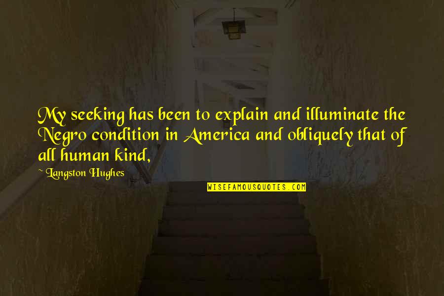 Friedh Felicity Quotes By Langston Hughes: My seeking has been to explain and illuminate