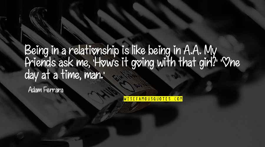 Friends Day Quotes By Adam Ferrara: Being in a relationship is like being in