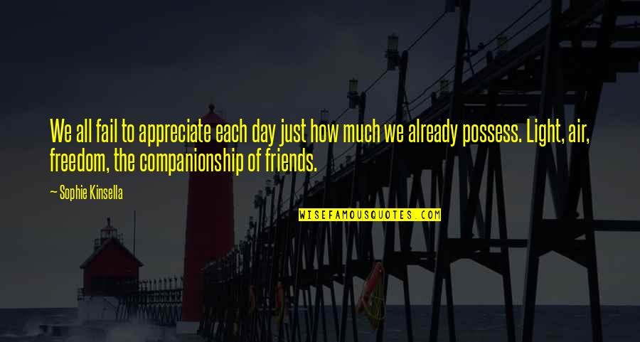 Friends Day Quotes By Sophie Kinsella: We all fail to appreciate each day just