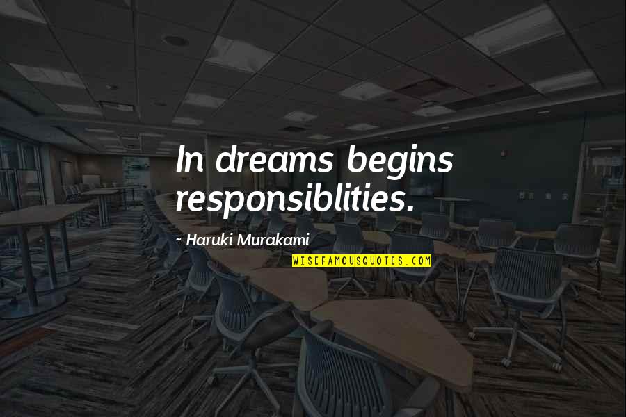 Friendship Never Dying Quotes By Haruki Murakami: In dreams begins responsiblities.