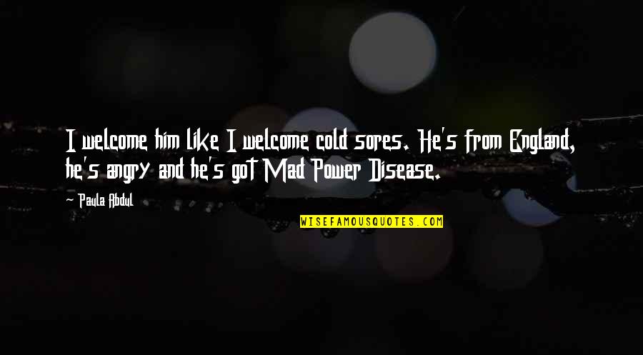 Friendship Never Dying Quotes By Paula Abdul: I welcome him like I welcome cold sores.