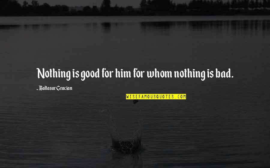 Friendship Well Wishes Quotes By Baltasar Gracian: Nothing is good for him for whom nothing