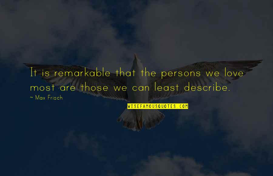 Frisch Quotes By Max Frisch: It is remarkable that the persons we love