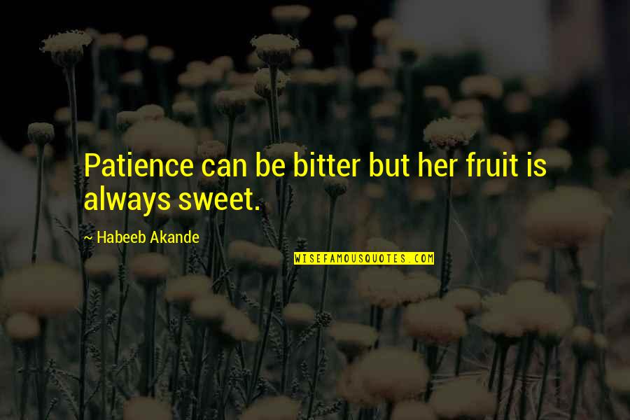 Fruit Of My Hard Work Quotes By Habeeb Akande: Patience can be bitter but her fruit is