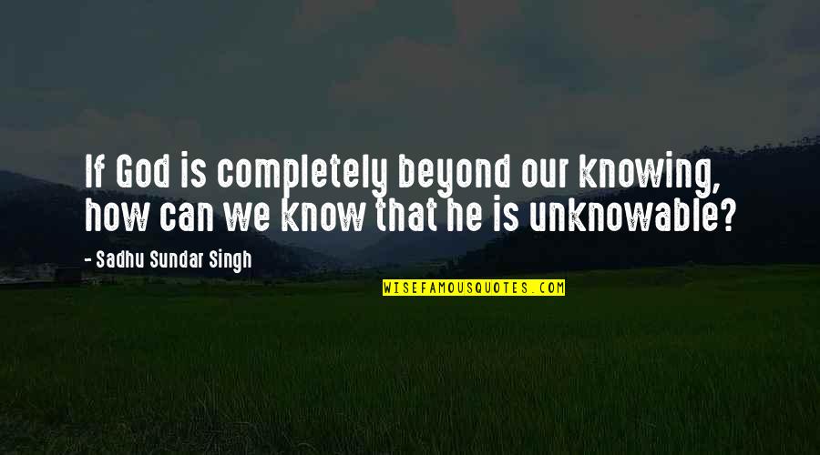 Fruit Salad Quotes By Sadhu Sundar Singh: If God is completely beyond our knowing, how