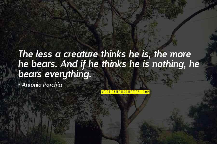 Fuestes Quotes By Antonio Porchia: The less a creature thinks he is, the