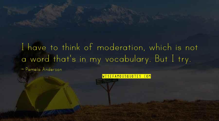 Fulwider Patton Quotes By Pamela Anderson: I have to think of moderation, which is