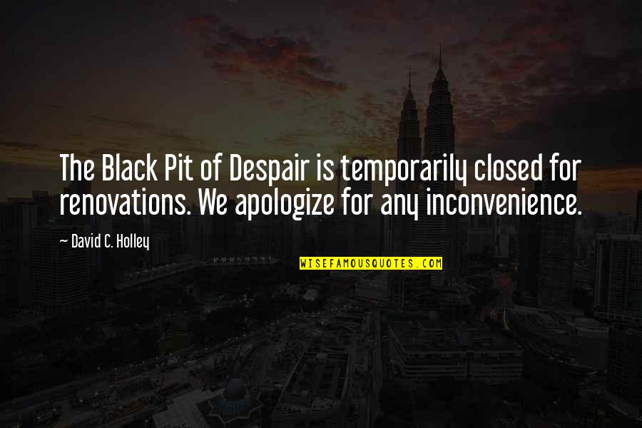 Funny And Sarcastic Quotes By David C. Holley: The Black Pit of Despair is temporarily closed