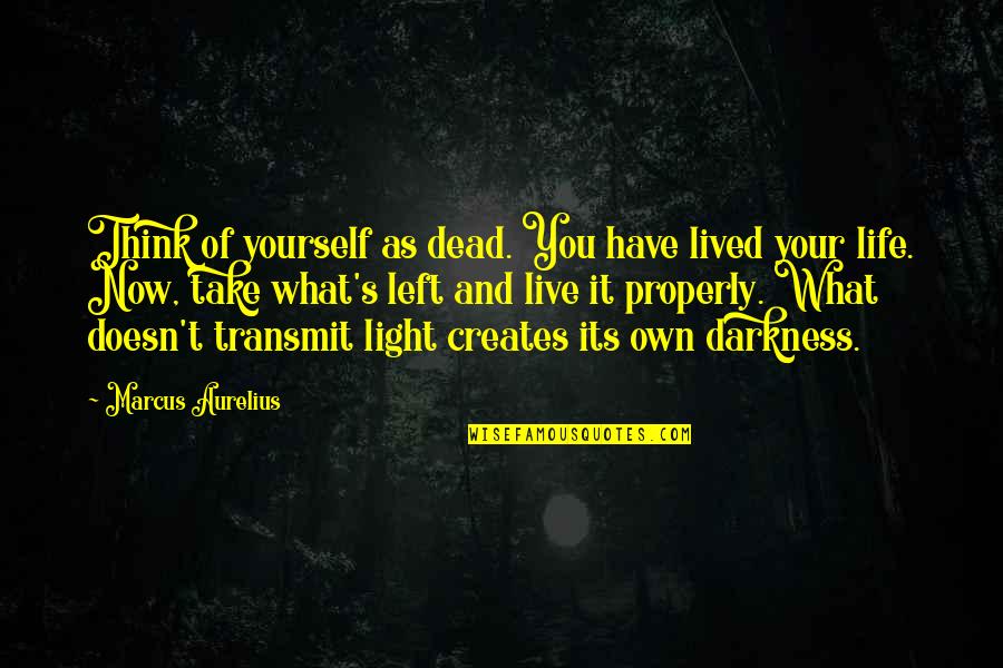 Funny Blushing Quotes By Marcus Aurelius: Think of yourself as dead. You have lived