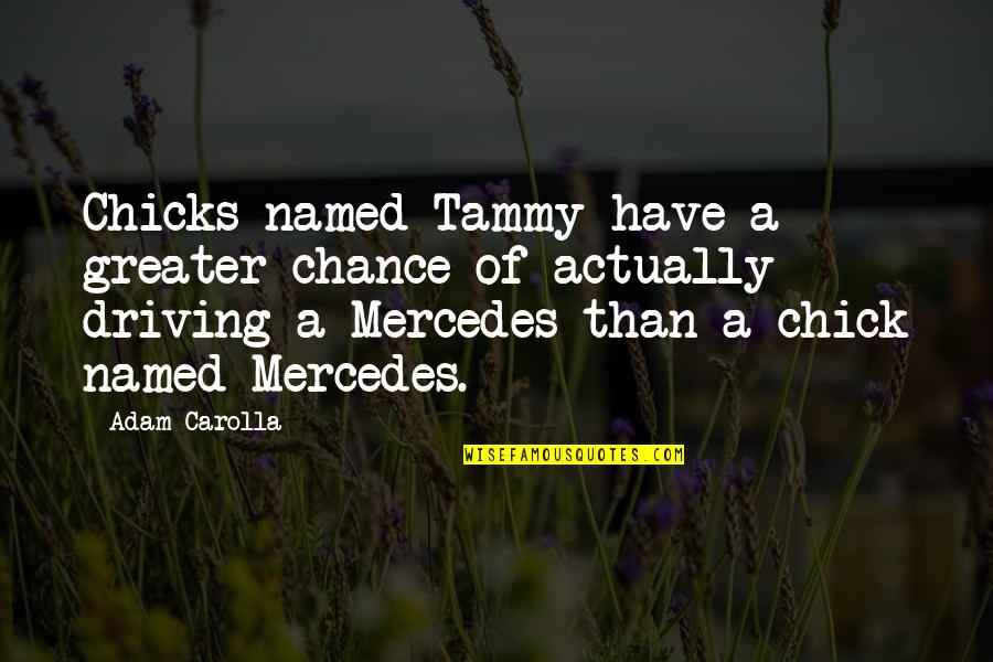 Funny Humor Quotes By Adam Carolla: Chicks named Tammy have a greater chance of