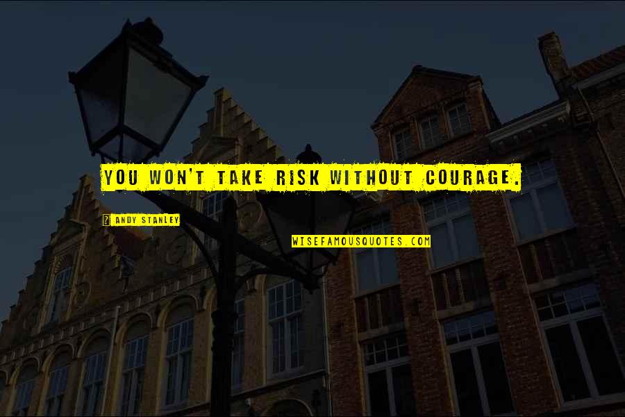 Gaberot Quotes By Andy Stanley: You won't take risk without courage.