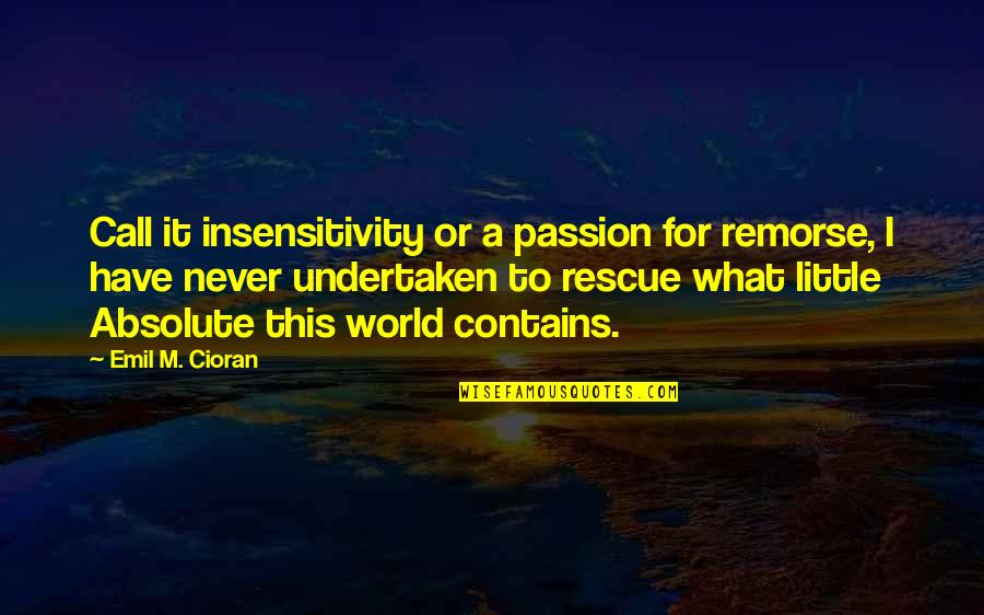 Gall Quotes By Emil M. Cioran: Call it insensitivity or a passion for remorse,