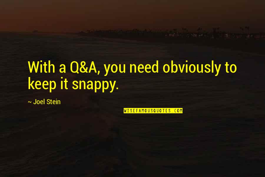 Ganapathy Mantra Quotes By Joel Stein: With a Q&A, you need obviously to keep