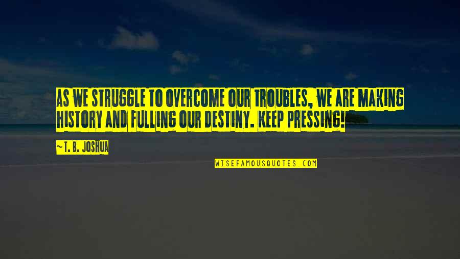 Gastfreundschaft In Japan Quotes By T. B. Joshua: As we struggle to overcome our troubles, we