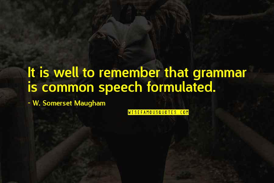 Gebedol Quotes By W. Somerset Maugham: It is well to remember that grammar is