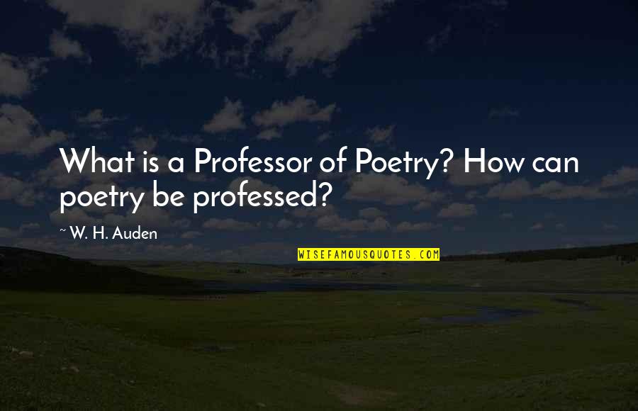 Genezen Frans Quotes By W. H. Auden: What is a Professor of Poetry? How can