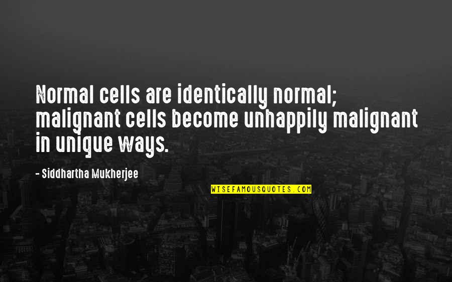 Getting High Picture Quotes By Siddhartha Mukherjee: Normal cells are identically normal; malignant cells become