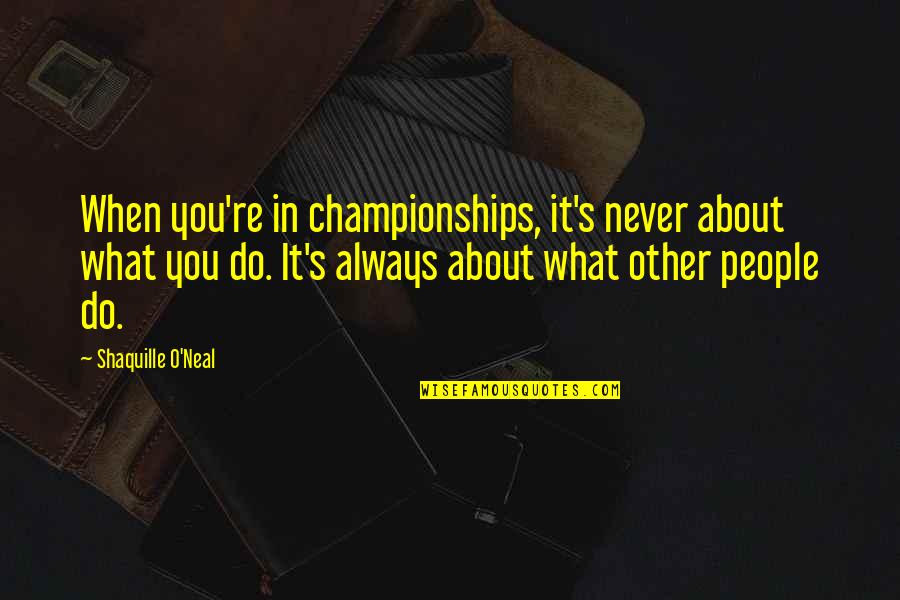 Getting Out Of Your Comfort Zones Quotes By Shaquille O'Neal: When you're in championships, it's never about what