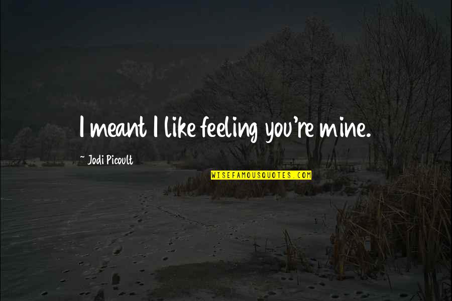 Gettler Md Quotes By Jodi Picoult: I meant I like feeling you're mine.